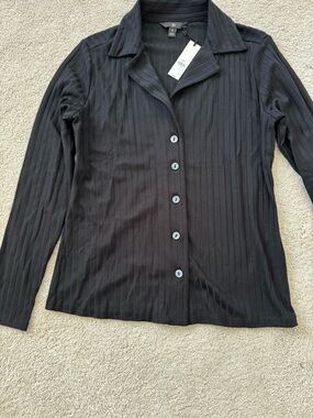 Banana Republic NWT Black Ribbed Button-Down Long Sleeve